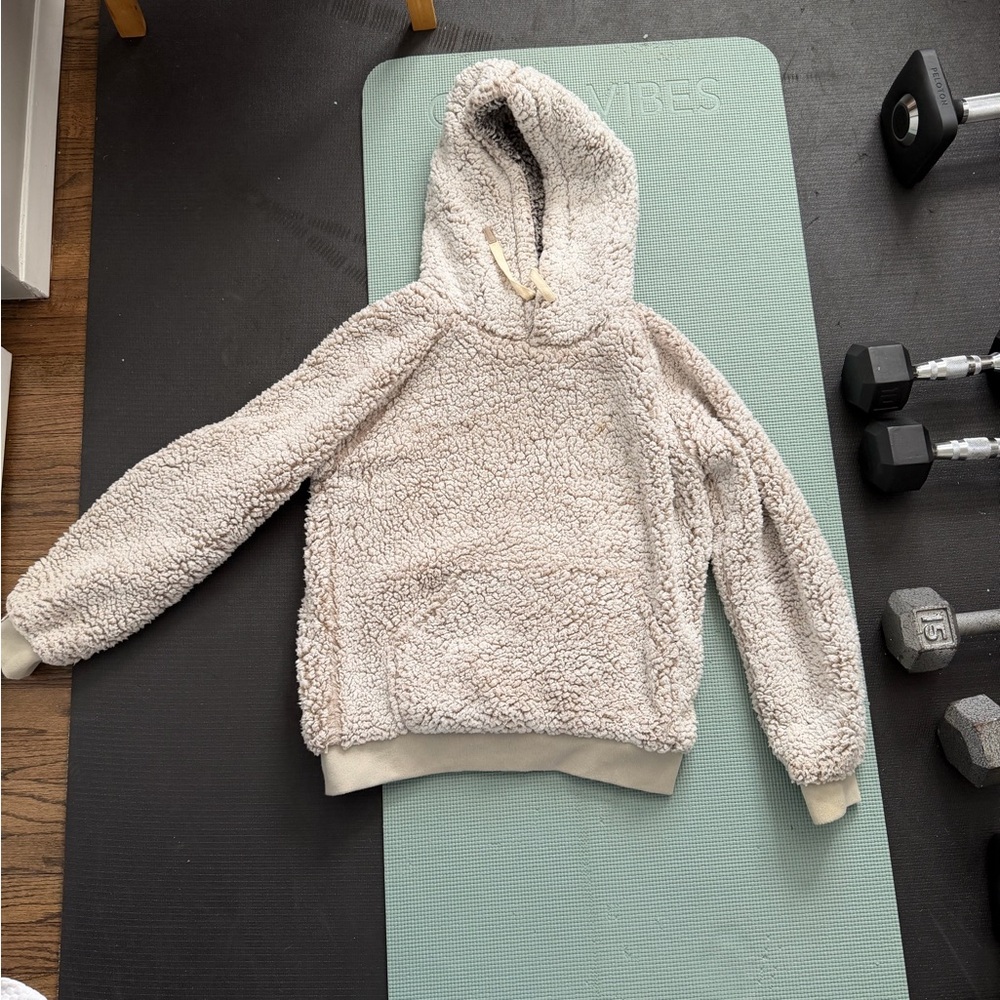 Cozy Sherpa Hoodie in Light Taupe